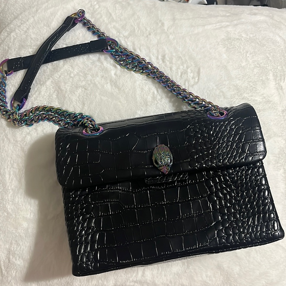 Kurt Geiger London Large Kensington Croc Embossed Leather Shoulder Bag